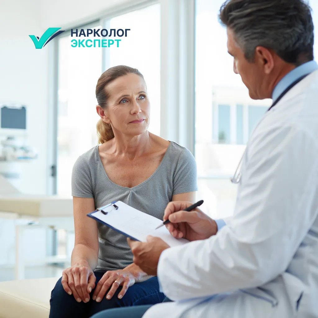 Женщина среднего возраста на консультации у врача